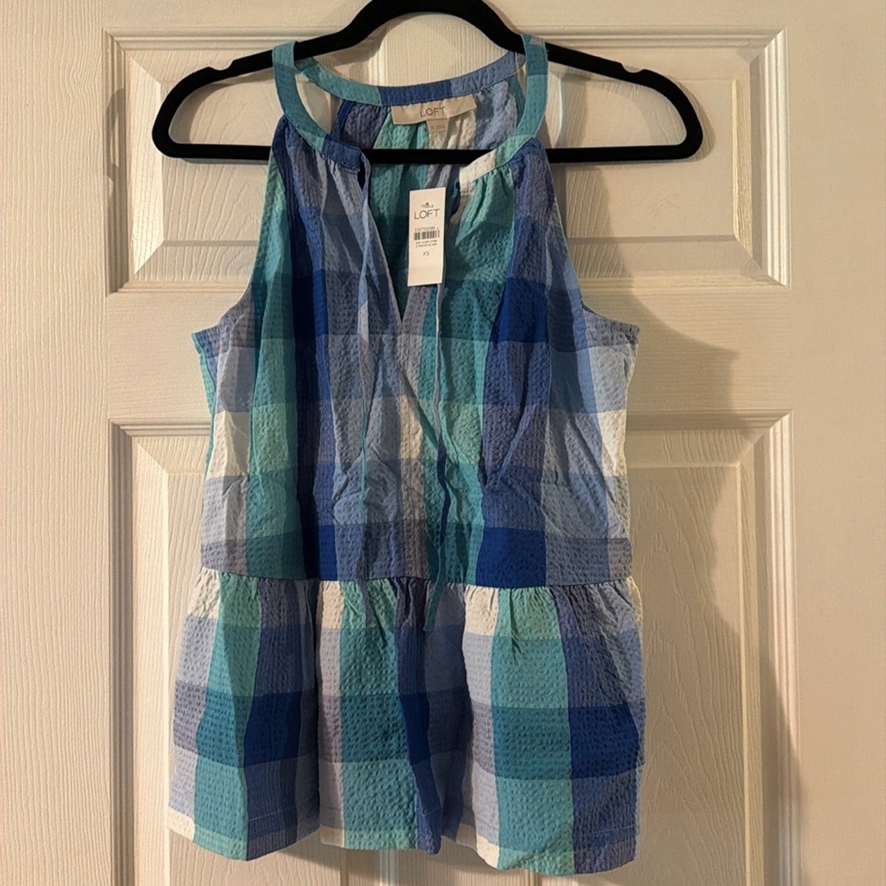Summer print checkered extra small loft tank top